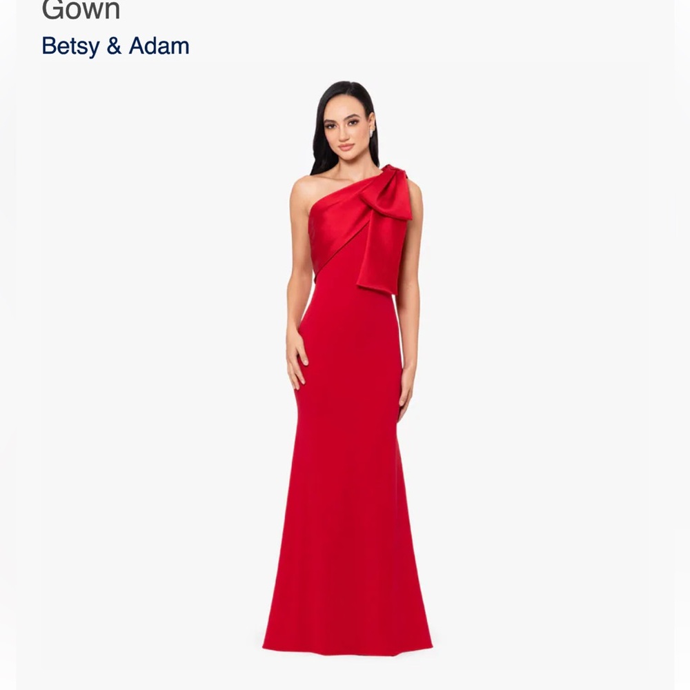 Red formal one shoulder gown